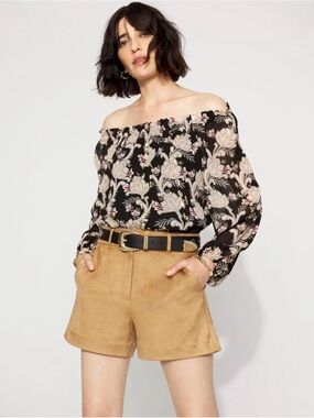 NWT White House Black Market Faux Suede Shorts Tan Size 10 NEW!